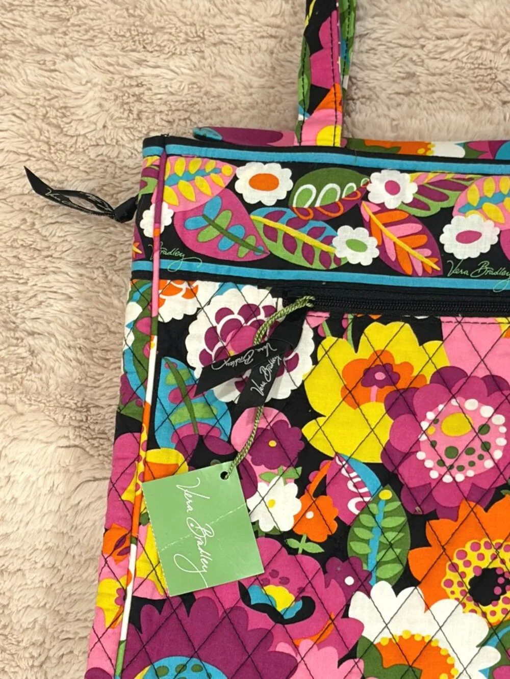 NWT Vera Bradley Tutti Frutti Quilted Laptop Bag TSA Checkpoint Friendly Tote